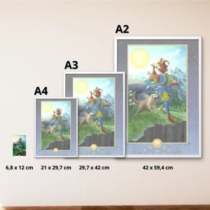 Comparativo formato a4, a3, a2 e lâmina de Tarô.